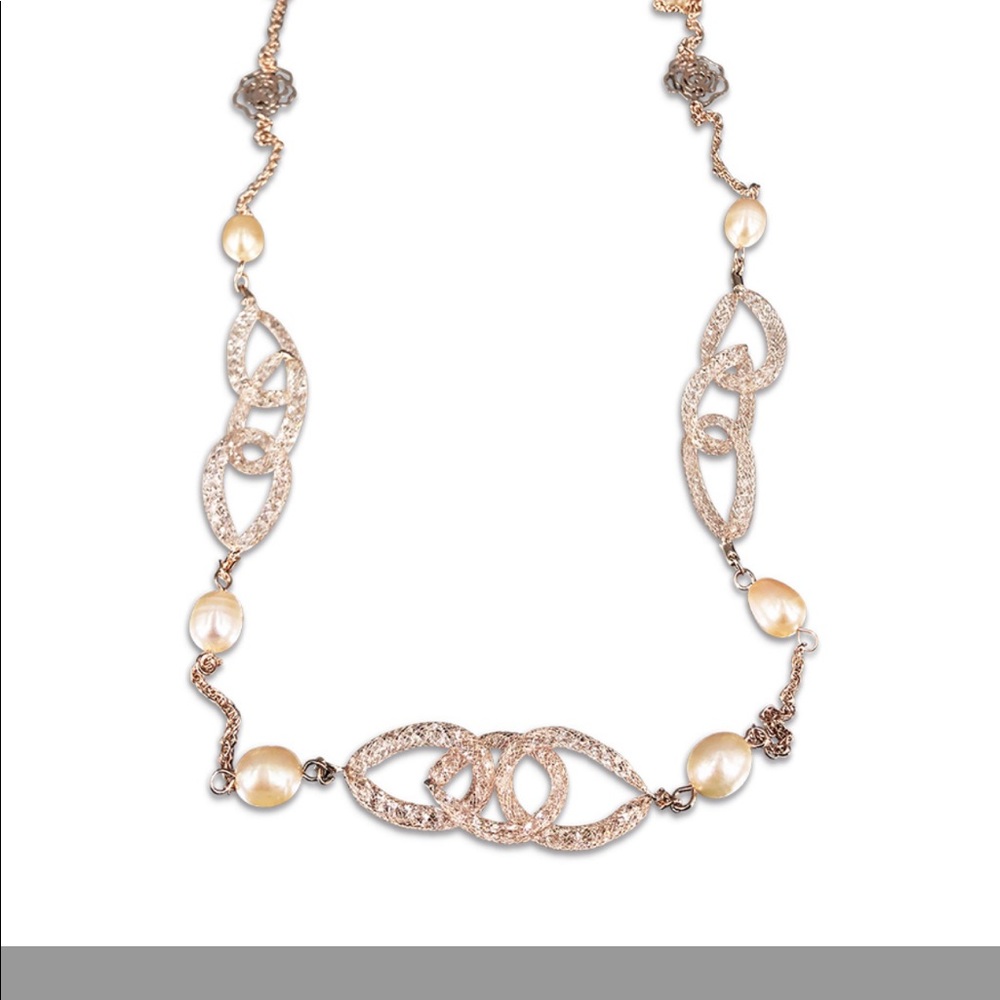 Pacific Pearls 14K Rose Gold Filled - Pearl and Swarovski Crystals necklace.